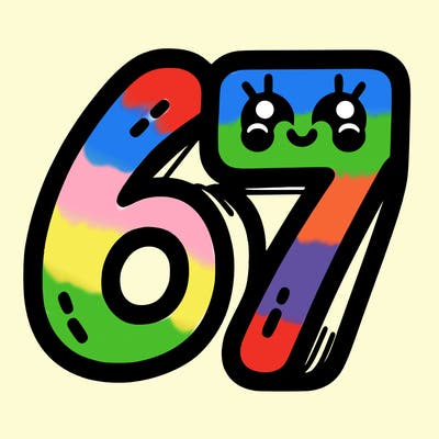 the numbers 67