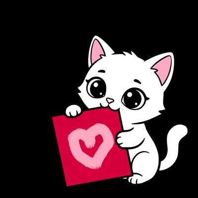 a small cat with a blank sheet of paper in its hand. the cat is sooooooo cute!