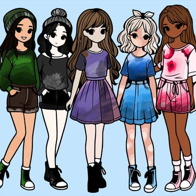 a group of five girls