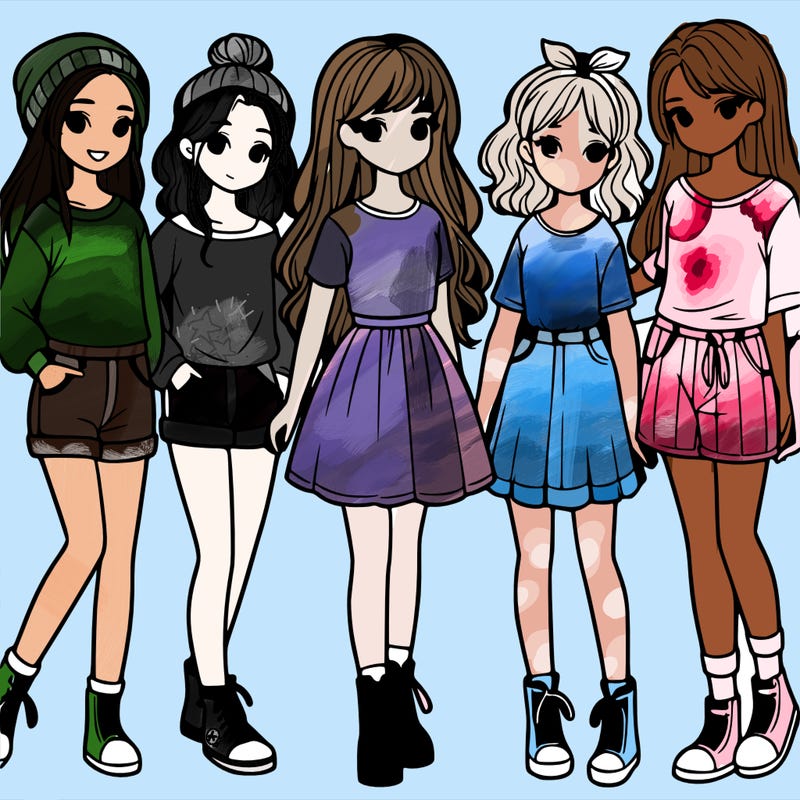 a group of five girls