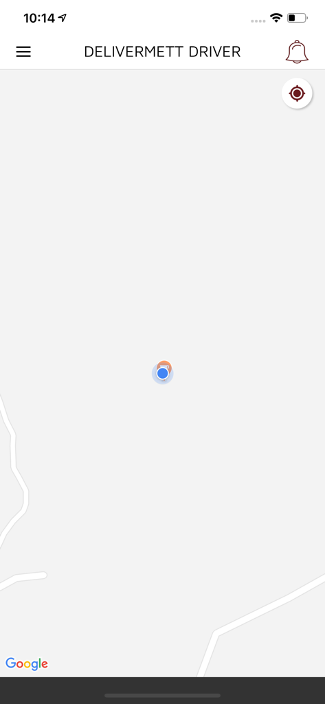 DeliverMe TT Driver - GPS map interface for drivers in the DeliverMe TT Driver mobile application