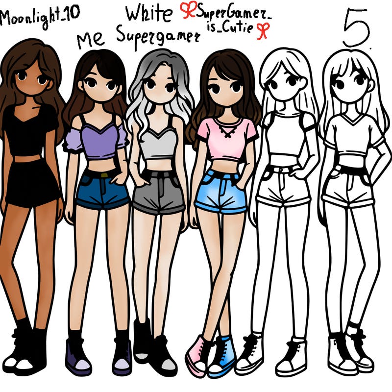 a group of girls wearing crop tops and shorts