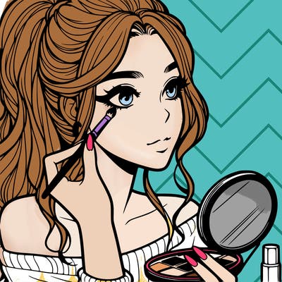 a realistic girl doing her makeup