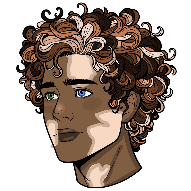 realistic guy with curly hair