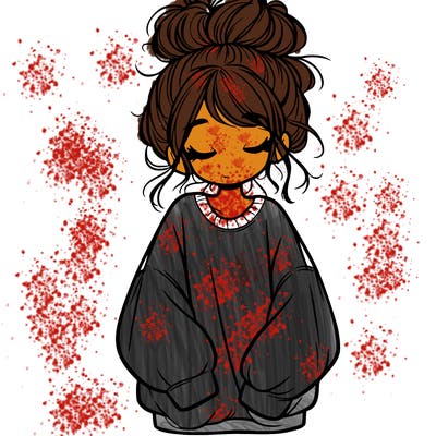 girl with baggy sweatshirt and messy bun