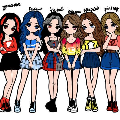 a group of girls realistic