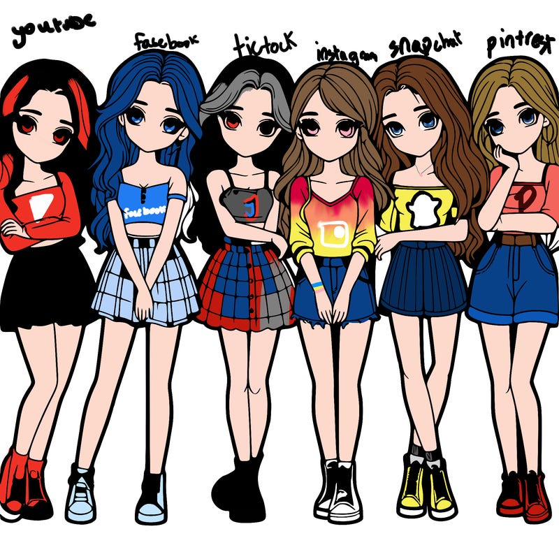 a group of girls realistic