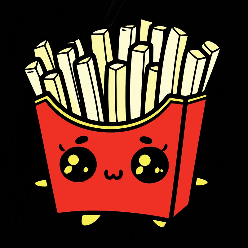 a cute. french fries