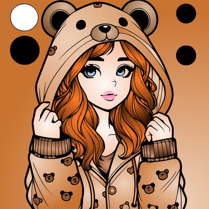 realistic girl in a animal pjs hoodie
