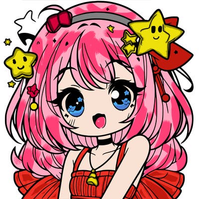 cute anime girl with star accessories