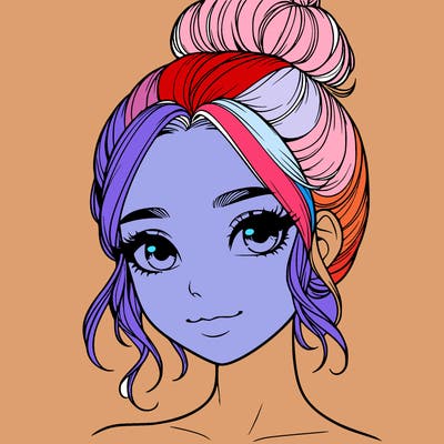 realistic pretty girl with hair in bun