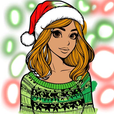 realistic lady in a christmas sweater