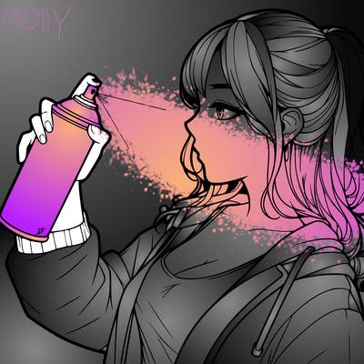 a realistic girl spray, painting
