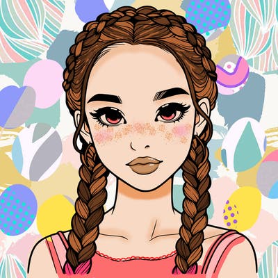 realistic girl with braids