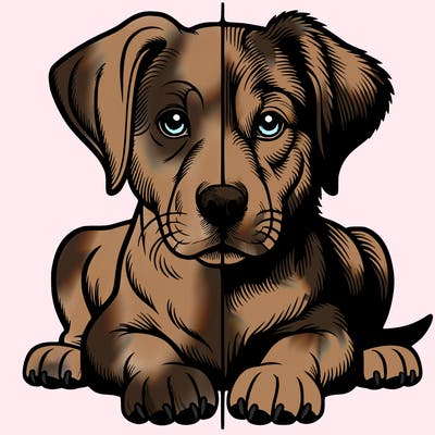 realistic dog split picture