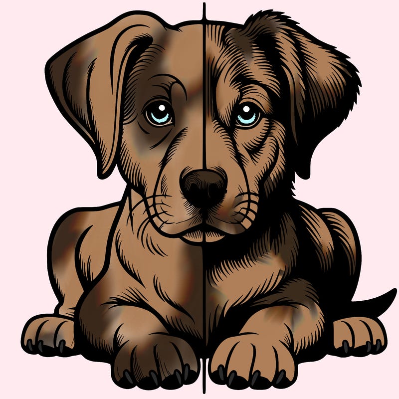 realistic dog split picture