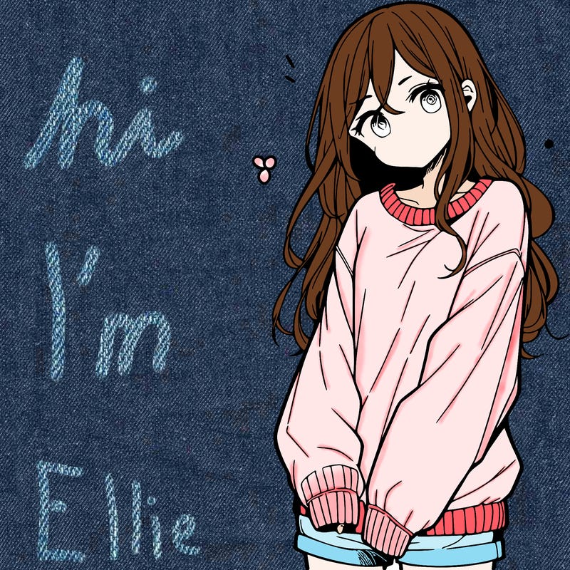 manga teen girl  in a sweater and baggy pants