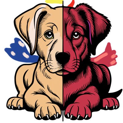 realistic dog split picture