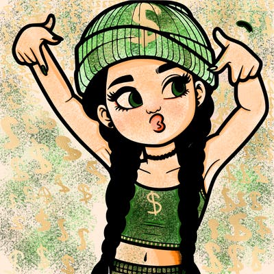realistic teenage girl with braids and a beanie and crop top doing 🫶🏼