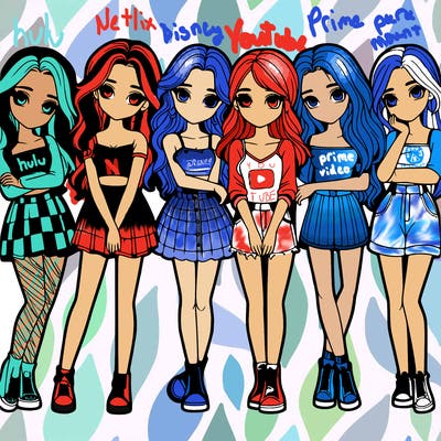 a group of girls realistic