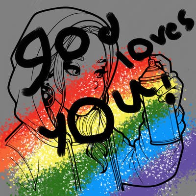 a realistic girl, spray painting