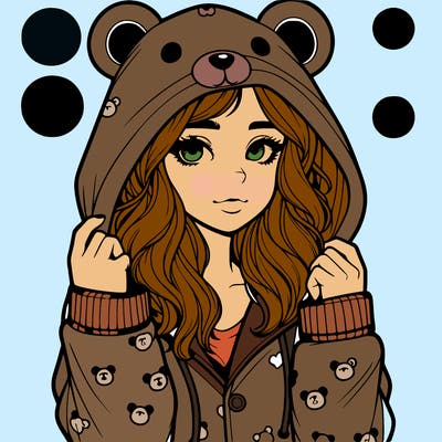 realistic girl in a animal pjs hoodie
