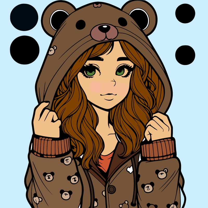 realistic girl in a animal pjs hoodie