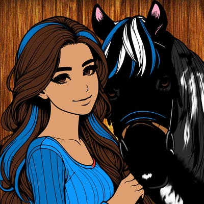 realistic girl with horse