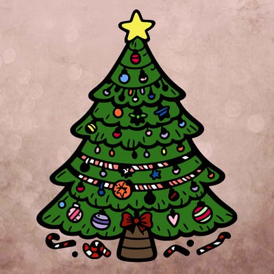 christmas tree with lots of details