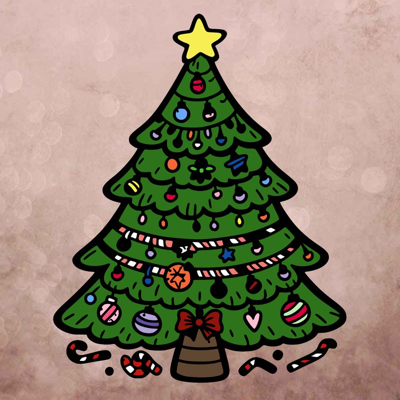 christmas tree with lots of details