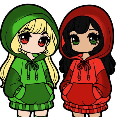 girls with a cute over sized hoodie