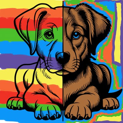 realistic dog split picture