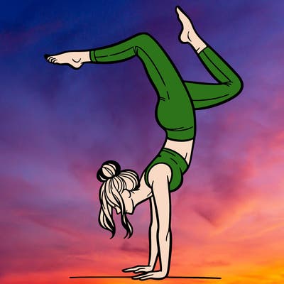 a woman doing a handstand