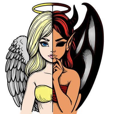 realistic angel half demon