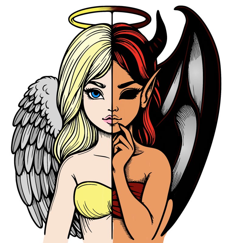 realistic angel half demon