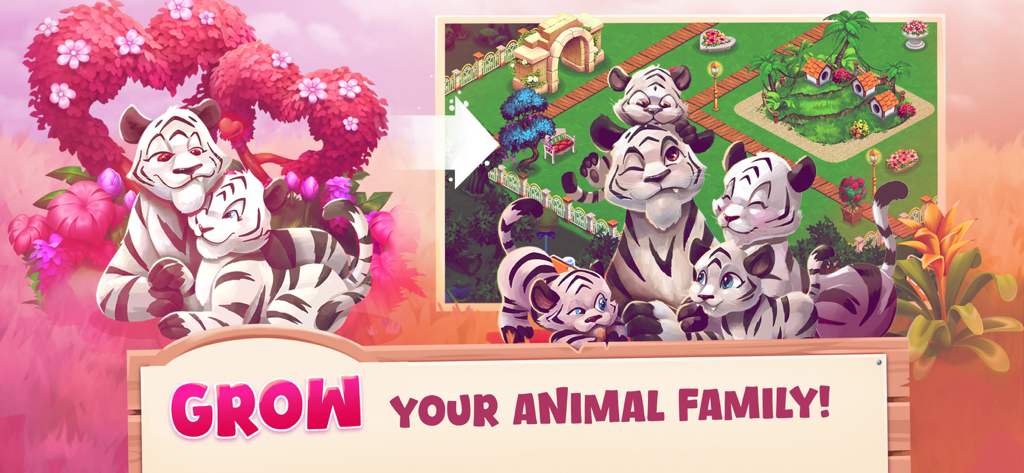 A family of cute white tigers in a customized zoo habitat