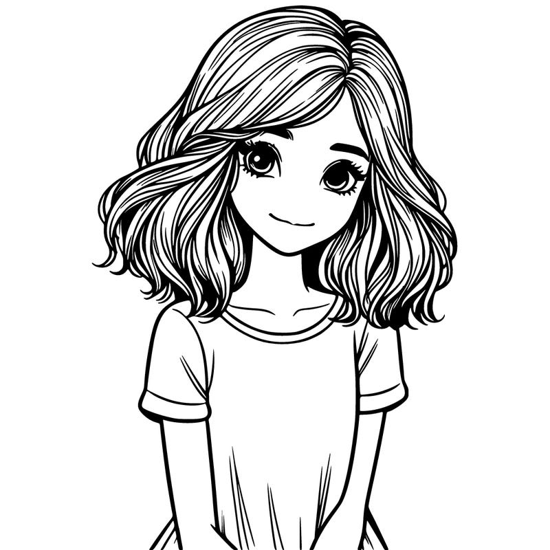 a realistic 10 year old girl that's skinny with medium hair length