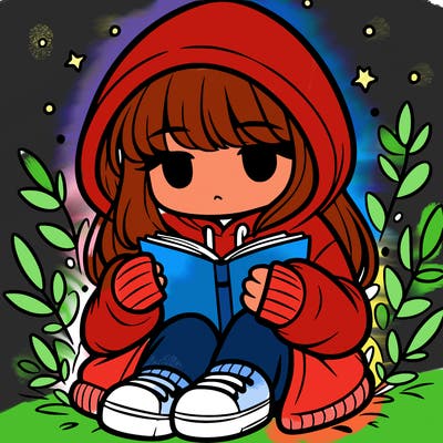 girl in oversized hoodie reading a book