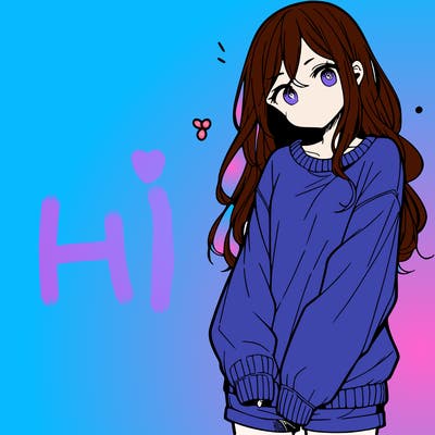 manga teen girl  in a sweater and baggy pants