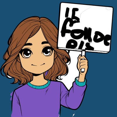 realistic girl holding up a sign