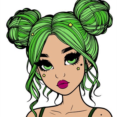 realistic girl with space buns
