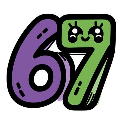the numbers 67