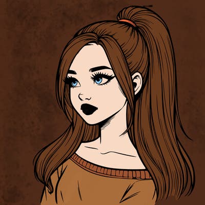 realistic girl with a high ponytail