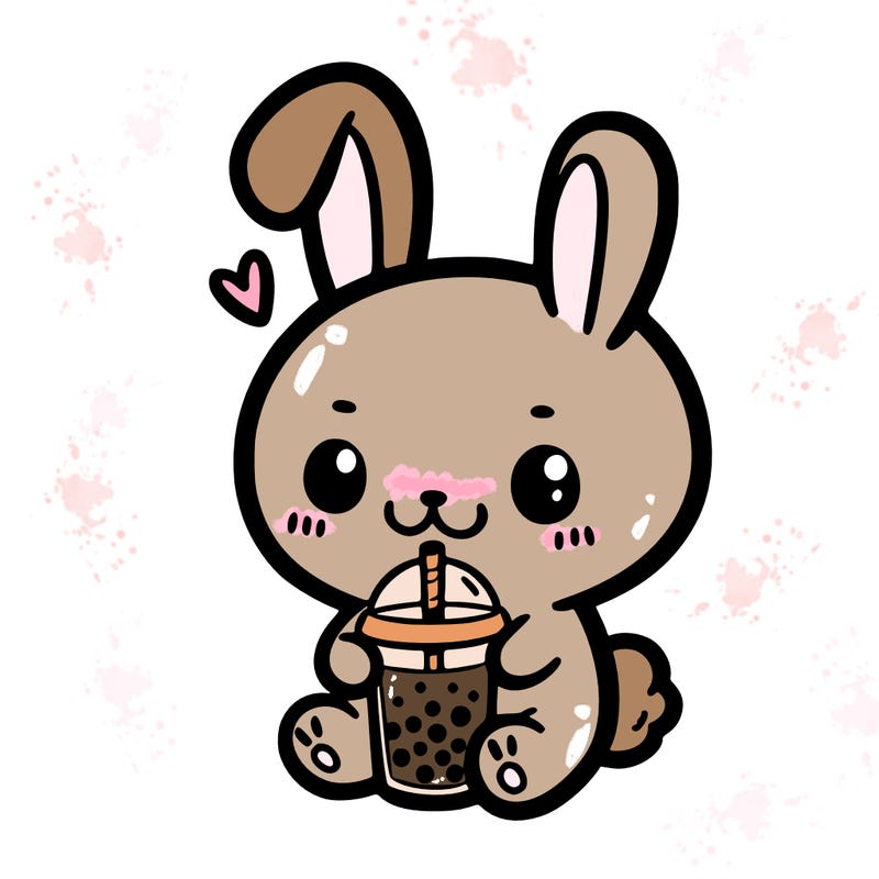 bunny holding boba