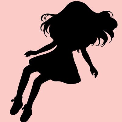 realistic girl floating