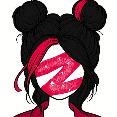 realistic girl with buns on the top of her hair