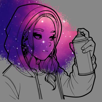 a realistic girl, spray painting
