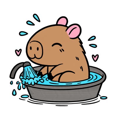 capybara taking a bath