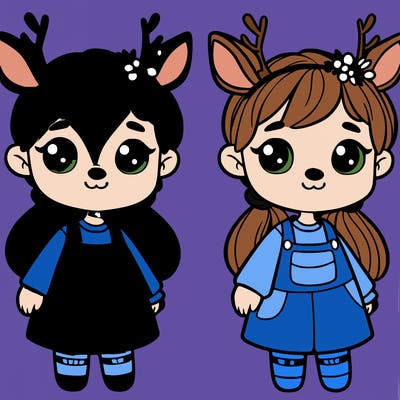 one little girl with deer features