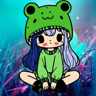 a girl wearing a frog hat and some frog socks